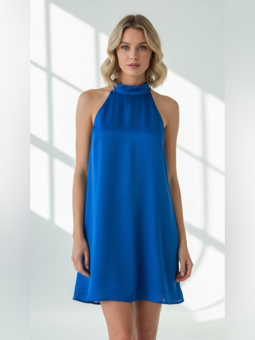 Zara Royal Blue Backless Halter Dress